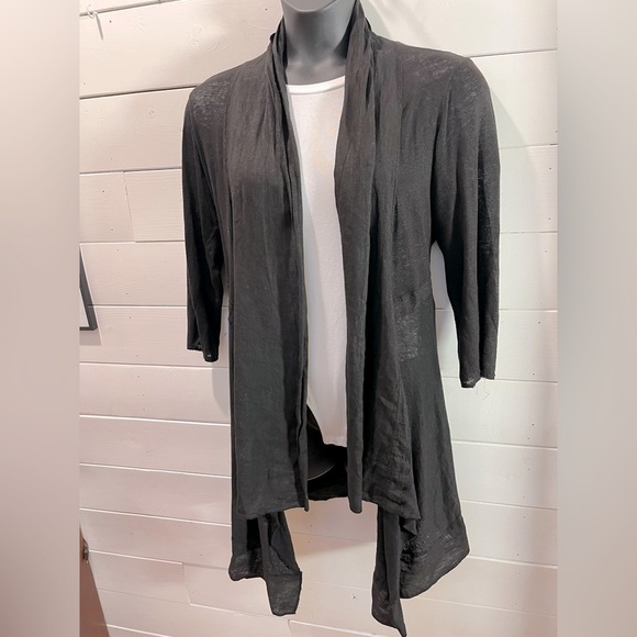 ❣️🖤 CUT LOOSE – Black Linen-Blend Cardigan Size L - Picture 12 of 12